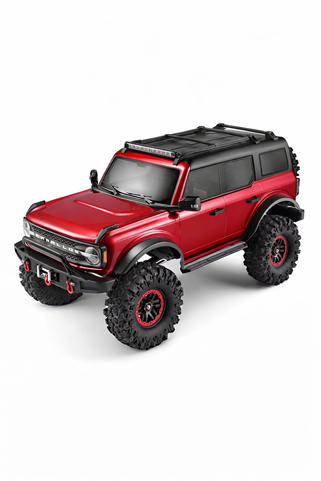 1/10 RC Bronco Rock Crawler Upgraded Version – Bordeaux / Grey, Portal Axles, High-Low Gear,Winch,Full lights