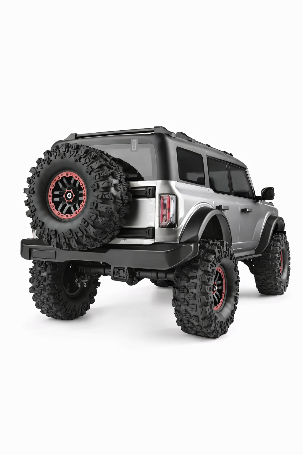 1/10 RC Bronco Rock Crawler Upgraded Version – Bordeaux / Grey, Portal Axles, High-Low Gear,Winch,Full lights