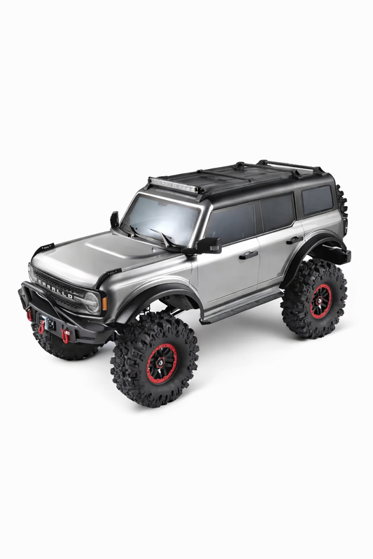 1/10 RC Bronco Rock Crawler Upgraded Version – Bordeaux / Grey, Portal Axles, High-Low Gear,Winch,Full lights