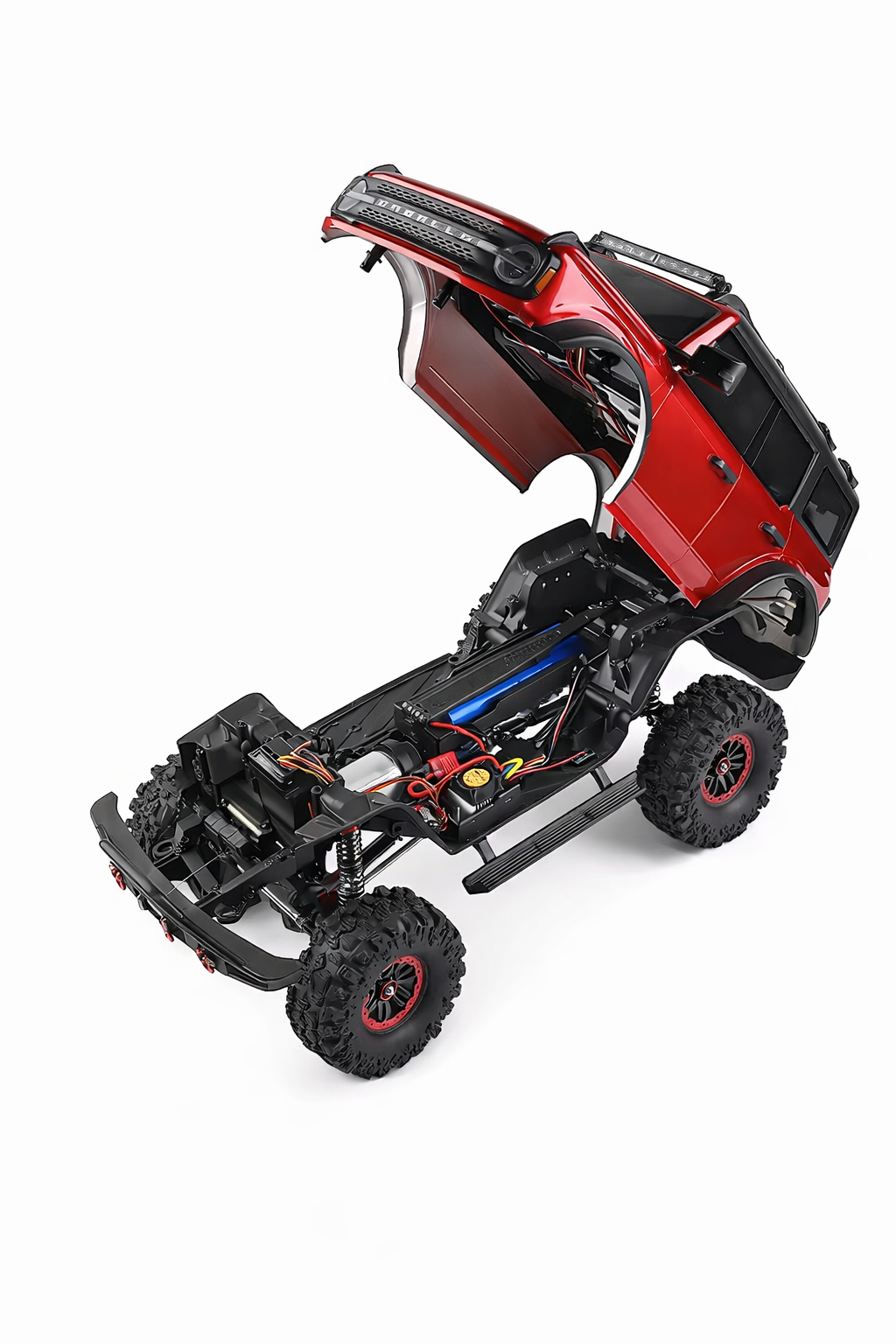 1/10 RC Bronco Rock Crawler Upgraded Version – Bordeaux / Grey, Portal Axles, High-Low Gear,Winch,Full lights